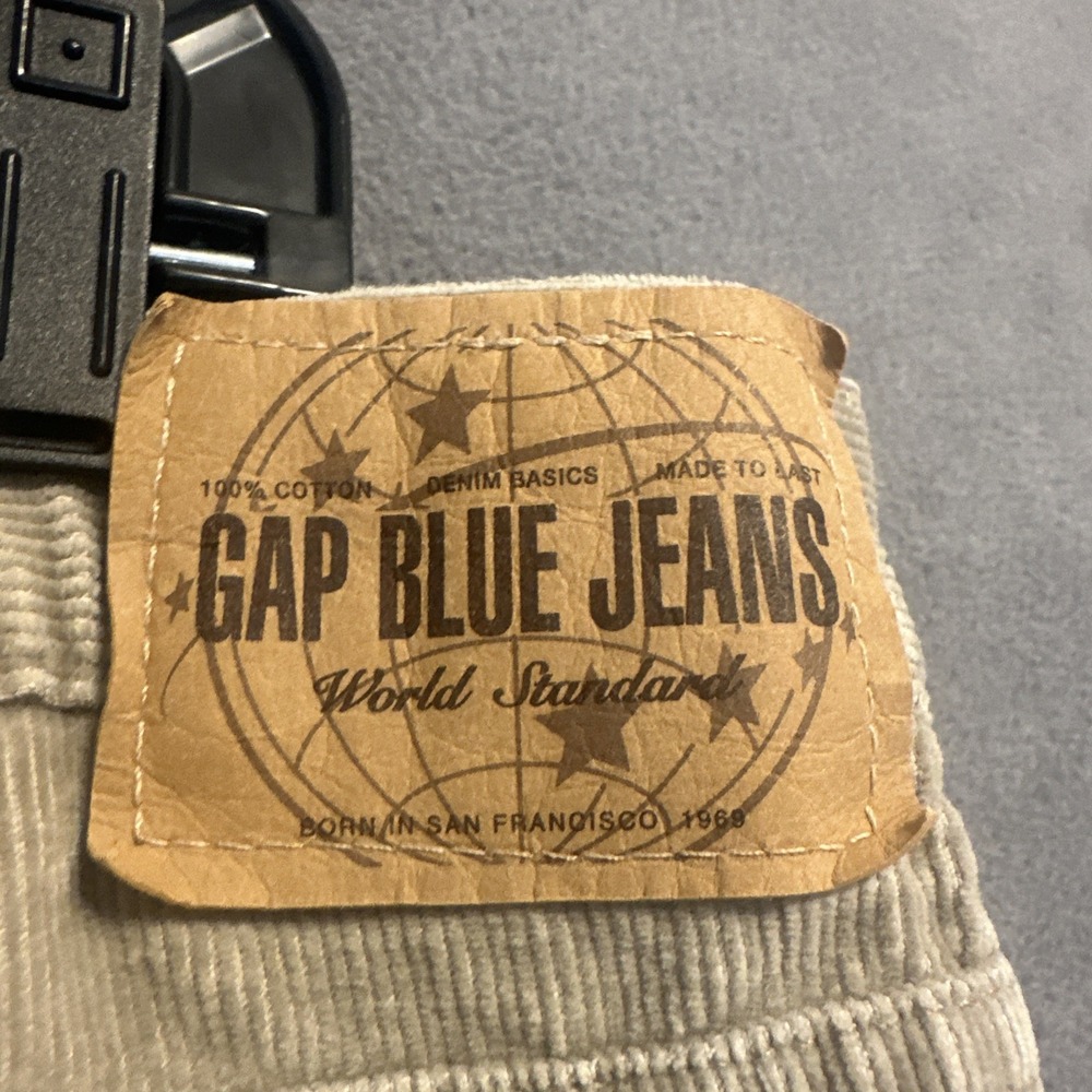 VTG Y2K Gap Boot Fit Corduroy Pants Mens 34x30 Beige Baggy Hipster Grunge Casual - Picture 2 of 9